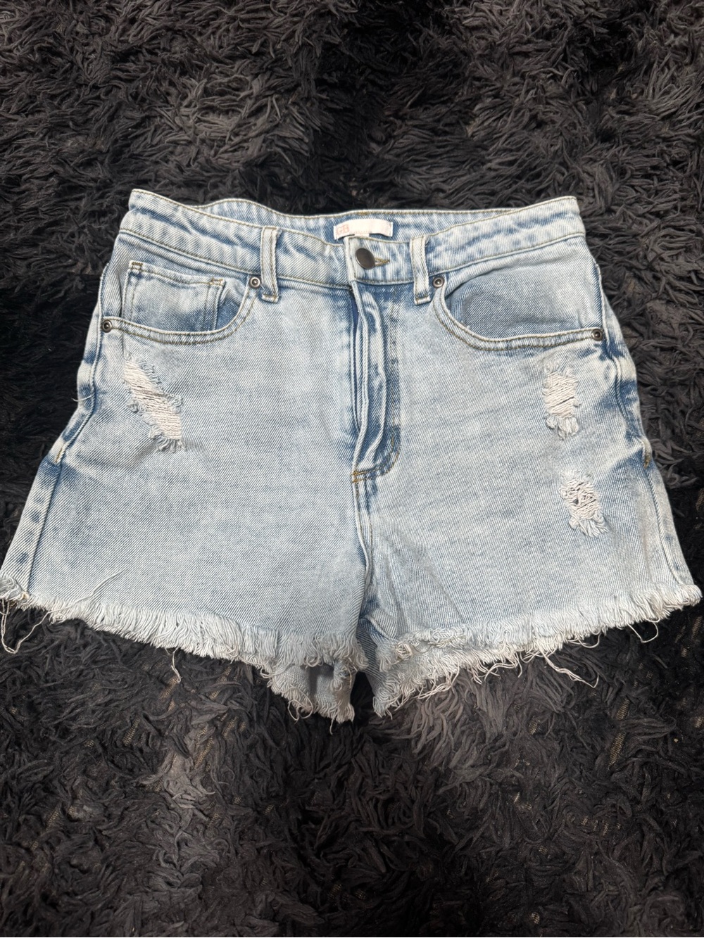 Light Blue Distressed Denim Shorts